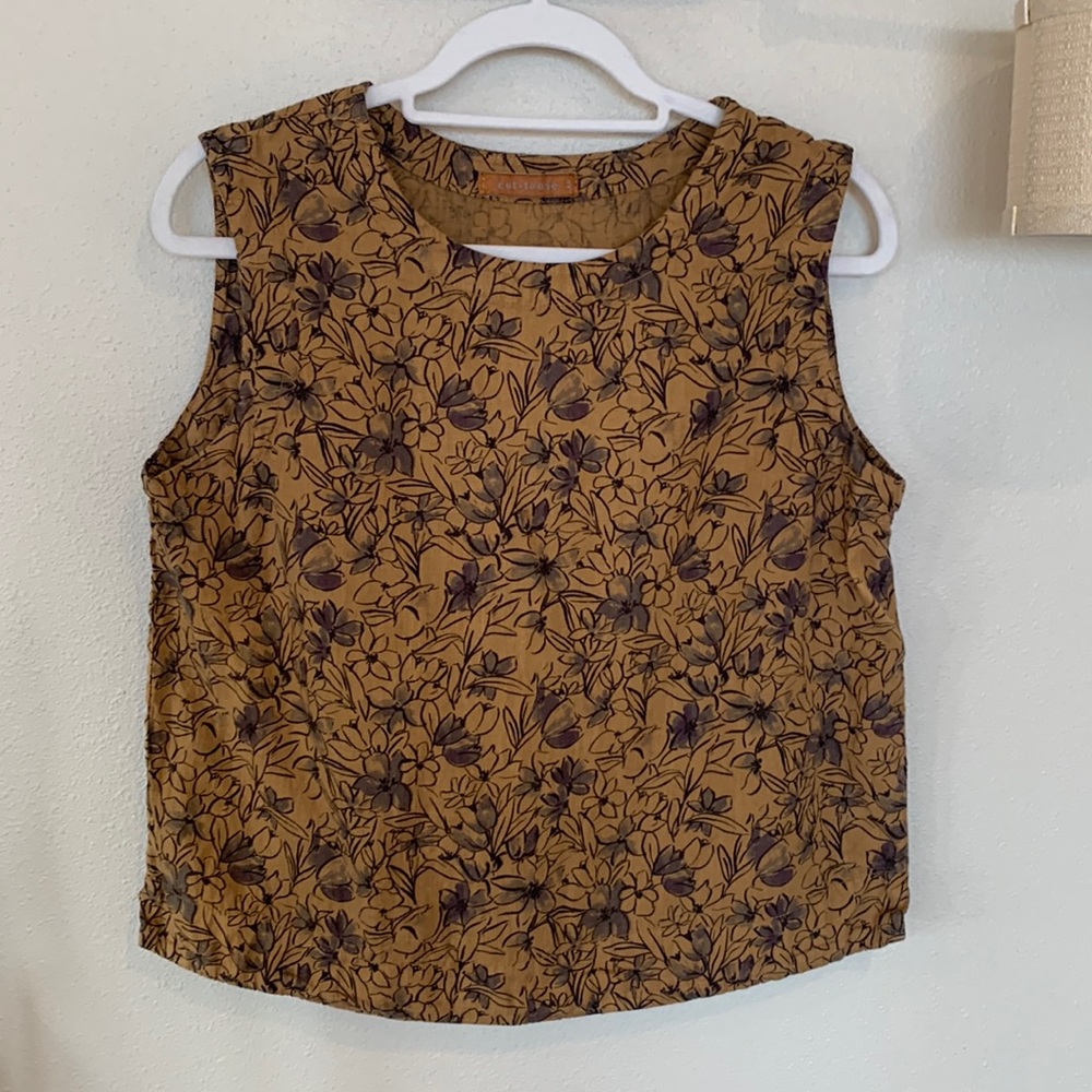 Linen floral tank Vintage style Cut Loose